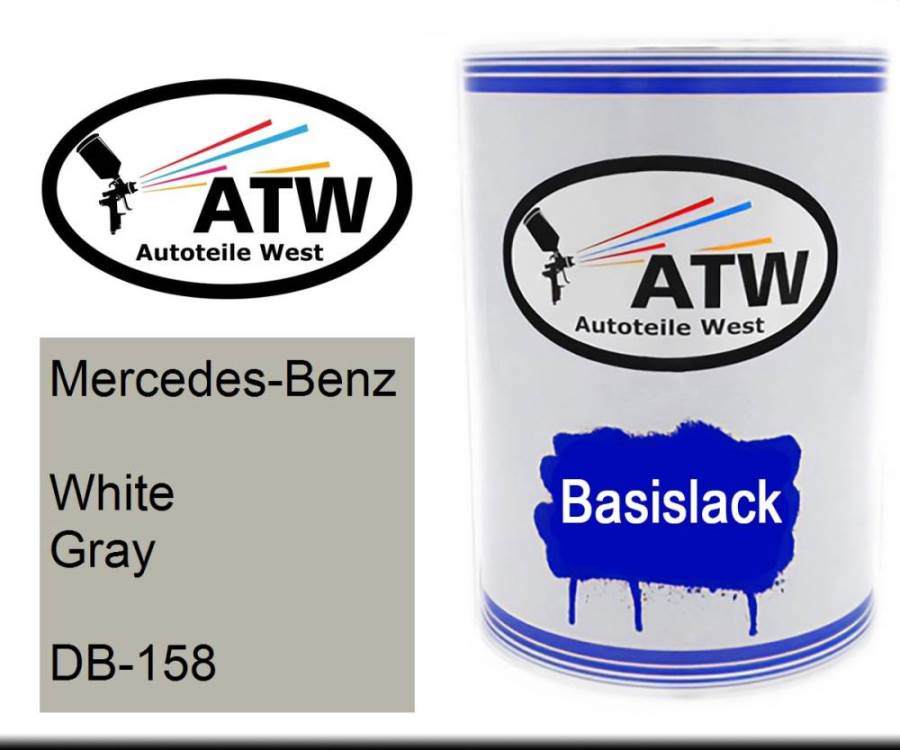 Mercedes-Benz, White Gray, DB-158: 500ml Lackdose, von ATW Autoteile West.